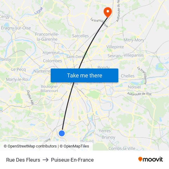 Rue Des Fleurs to Puiseux-En-France map