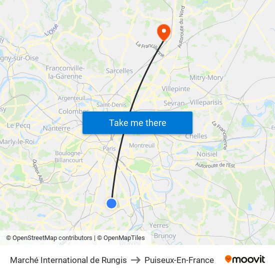 Marché International de Rungis to Puiseux-En-France map