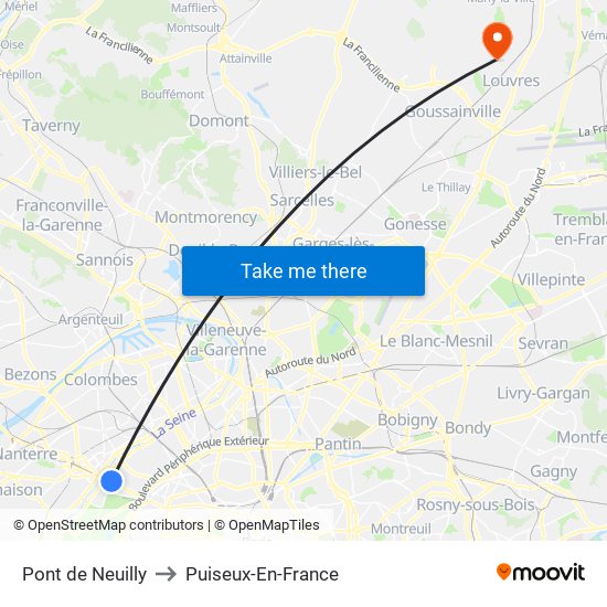 Pont de Neuilly to Puiseux-En-France map