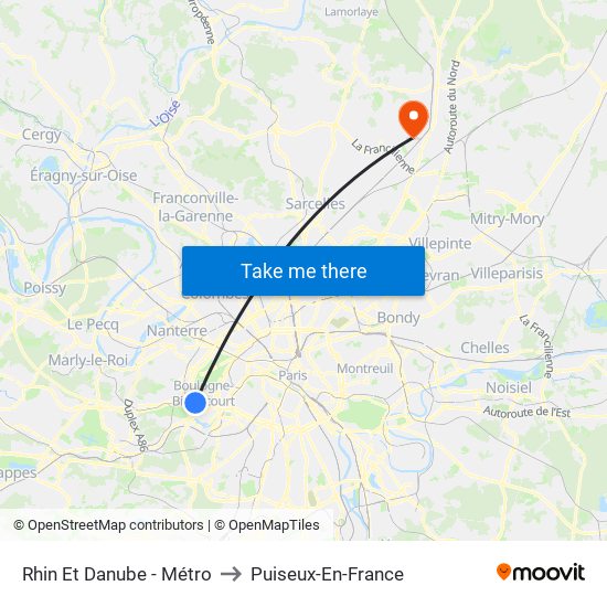 Rhin Et Danube - Métro to Puiseux-En-France map
