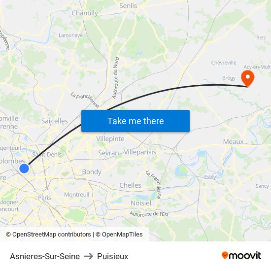 Asnieres-Sur-Seine to Puisieux map
