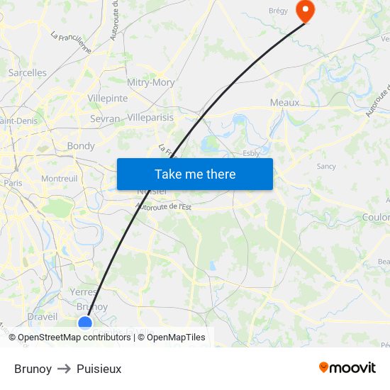 Brunoy to Puisieux map