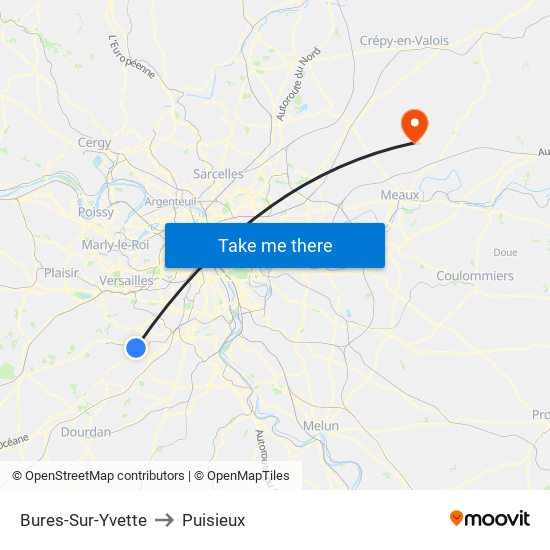 Bures-Sur-Yvette to Puisieux map