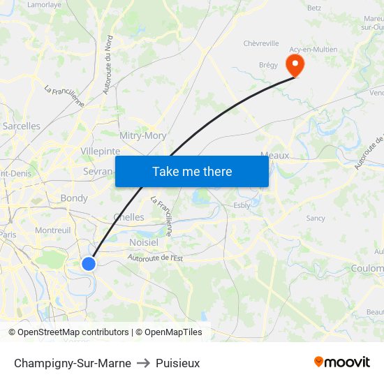 Champigny-Sur-Marne to Puisieux map