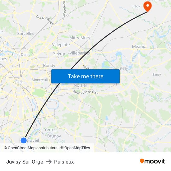 Juvisy-Sur-Orge to Puisieux map