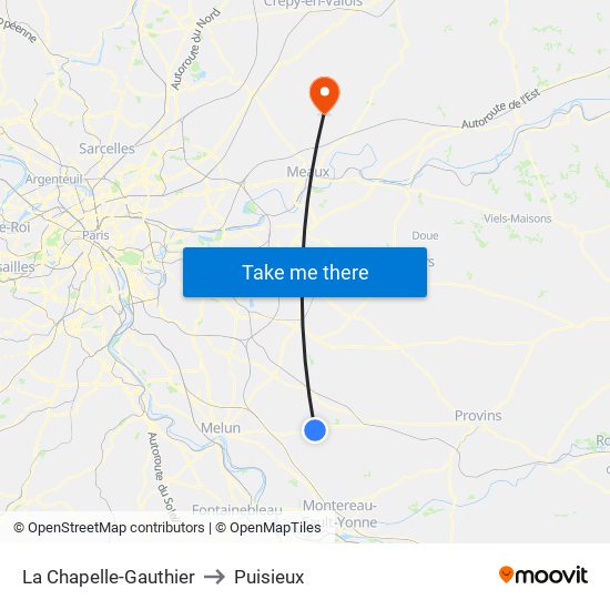 La Chapelle-Gauthier to Puisieux map