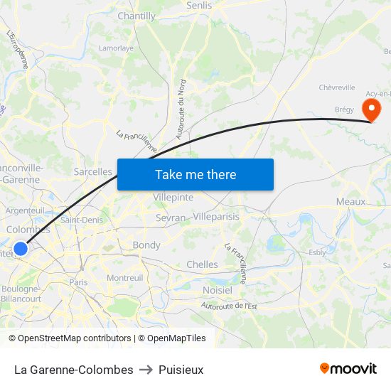 La Garenne-Colombes to Puisieux map