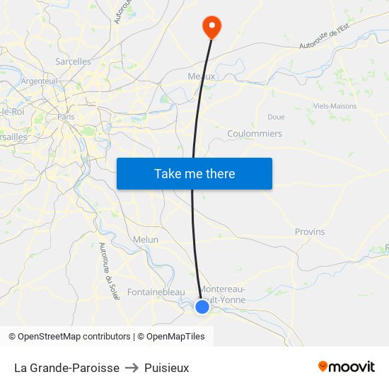 La Grande-Paroisse to Puisieux map