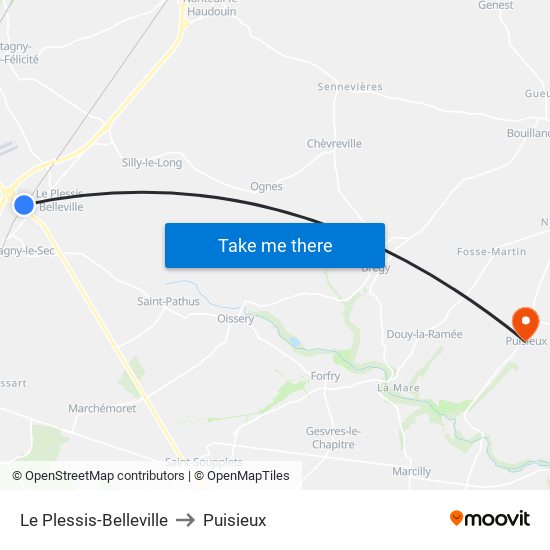 Le Plessis-Belleville to Puisieux map