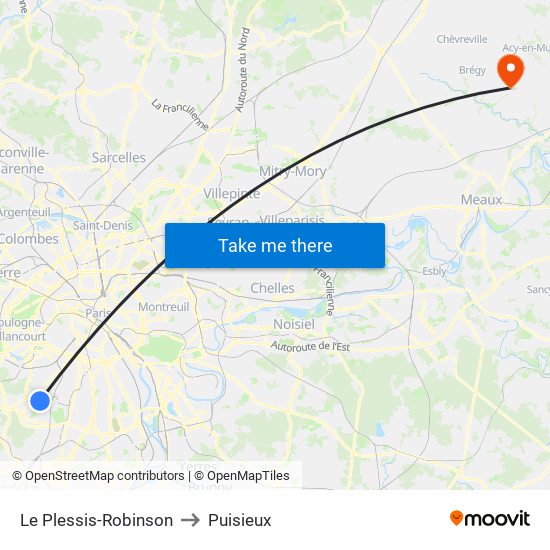 Le Plessis-Robinson to Puisieux map