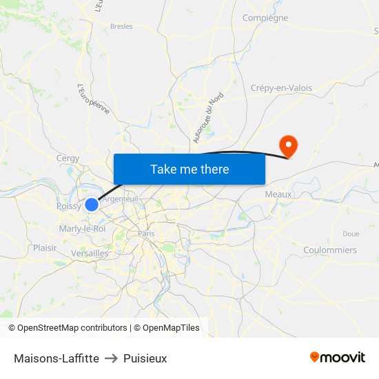 Maisons-Laffitte to Puisieux map