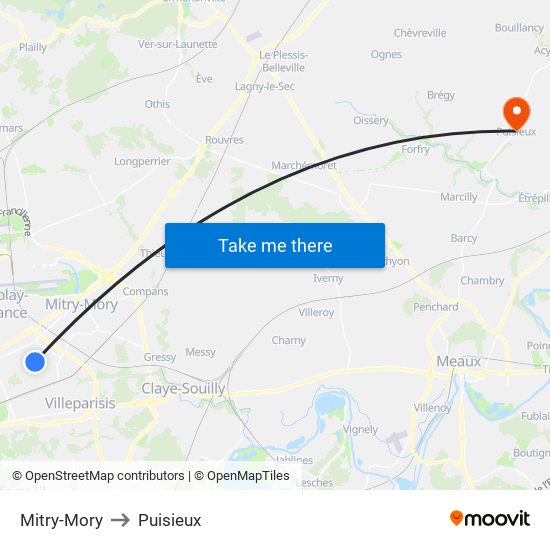 Mitry-Mory to Puisieux map