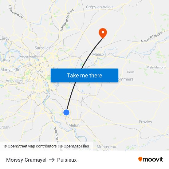 Moissy-Cramayel to Puisieux map