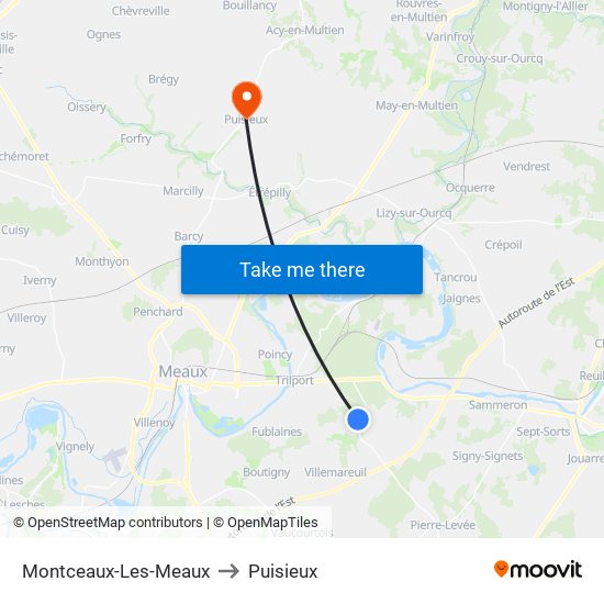 Montceaux-Les-Meaux to Puisieux map