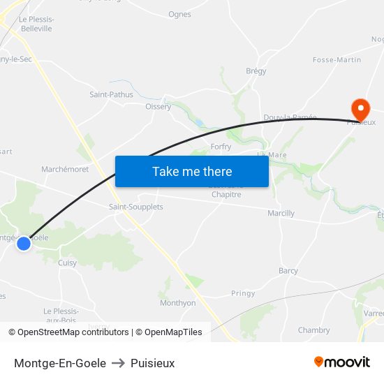 Montge-En-Goele to Puisieux map