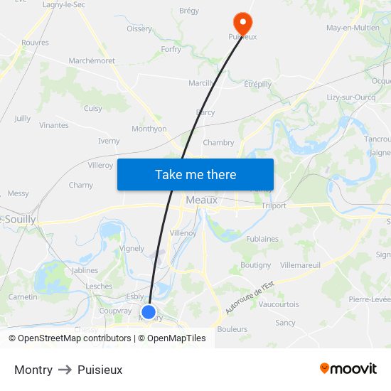 Montry to Puisieux map