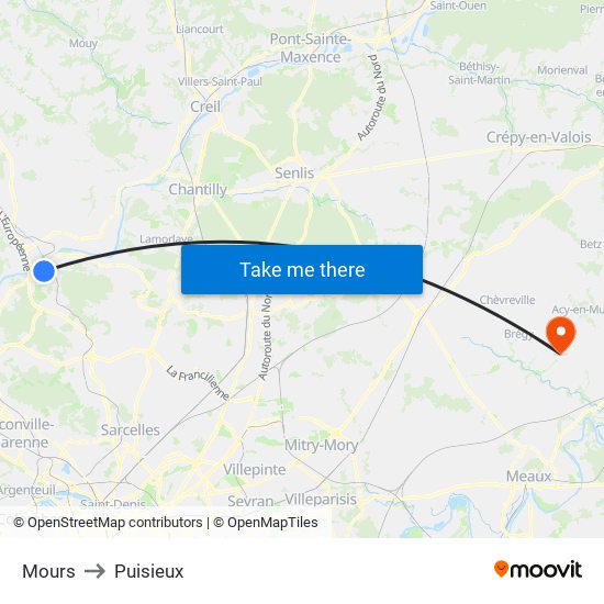 Mours to Puisieux map