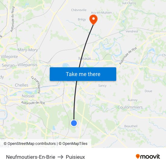 Neufmoutiers-En-Brie to Puisieux map