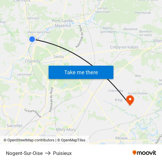 Nogent-Sur-Oise to Puisieux map