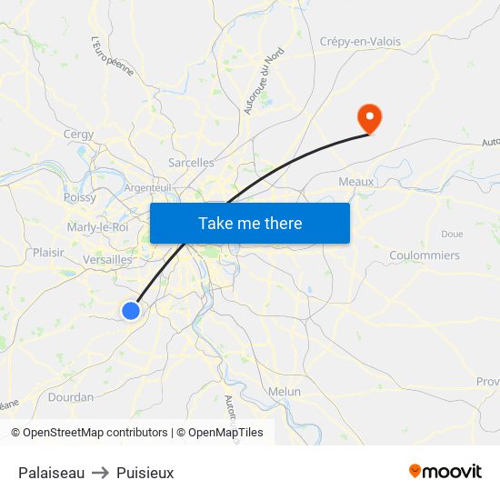 Palaiseau to Puisieux map