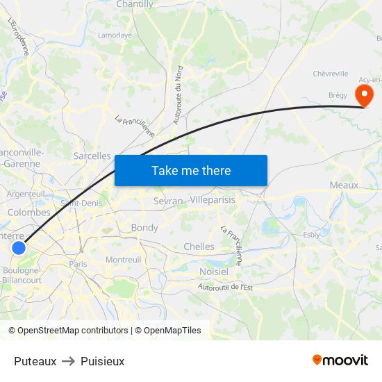 Puteaux to Puisieux map