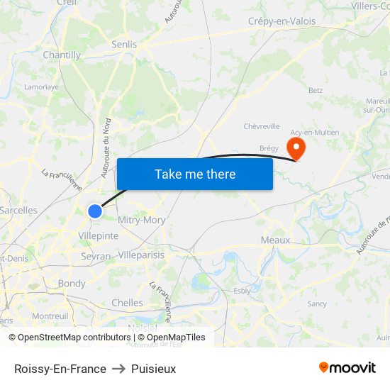 Roissy-En-France to Puisieux map