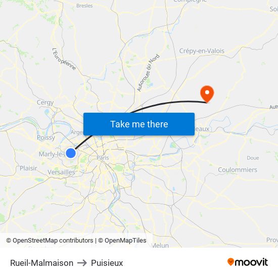 Rueil-Malmaison to Puisieux map