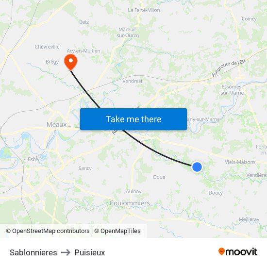 Sablonnieres to Puisieux map