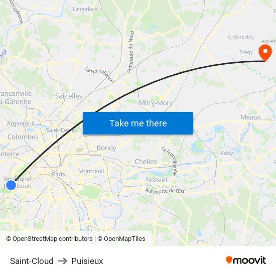 Saint-Cloud to Puisieux map