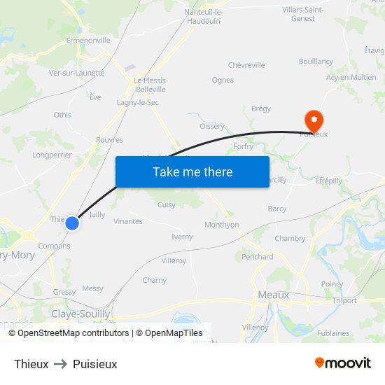 Thieux to Puisieux map