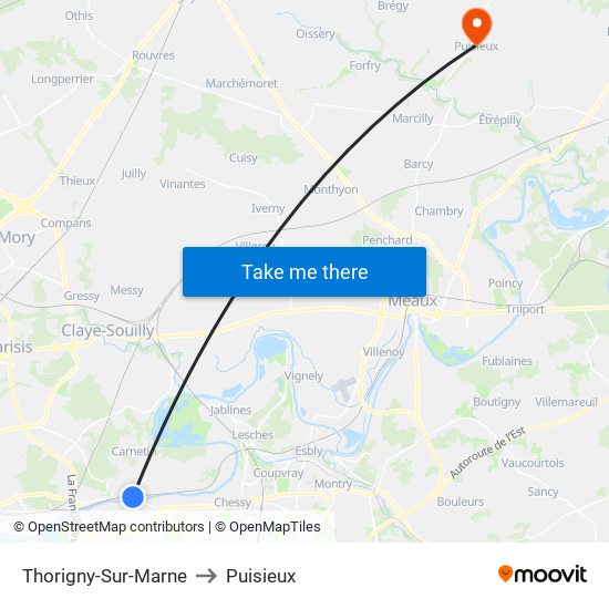 Thorigny-Sur-Marne to Puisieux map