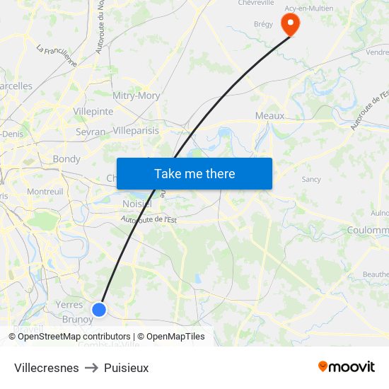 Villecresnes to Puisieux map