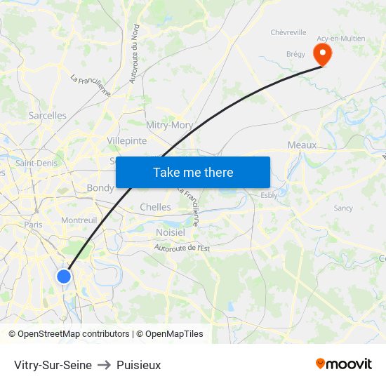 Vitry-Sur-Seine to Puisieux map