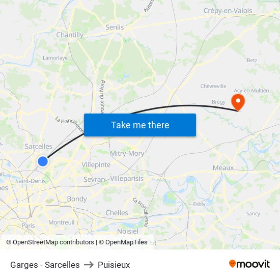 Garges - Sarcelles to Puisieux map