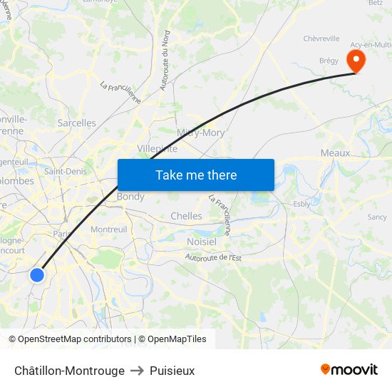 Châtillon-Montrouge to Puisieux map