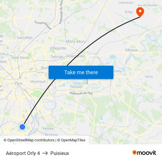 Aéroport Orly 4 to Puisieux map