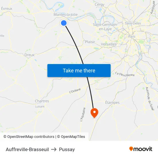 Auffreville-Brasseuil to Pussay map