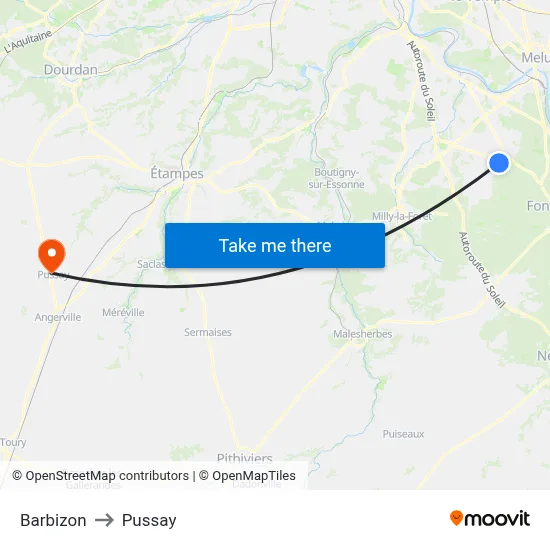 Barbizon to Pussay map