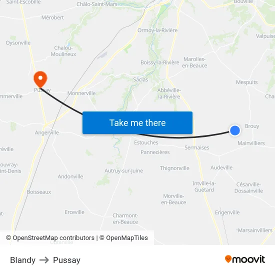 Blandy to Pussay map