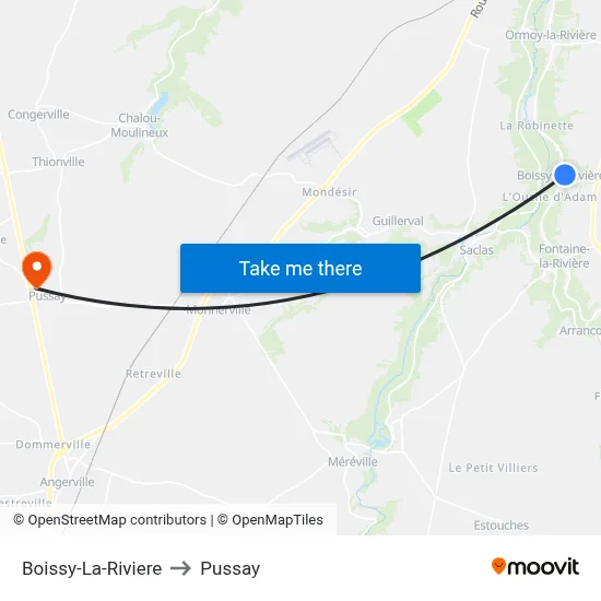 Boissy-La-Riviere to Pussay map