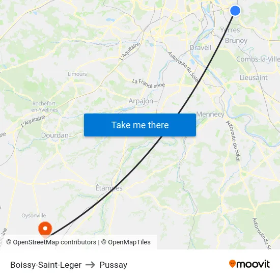 Boissy-Saint-Leger to Pussay map