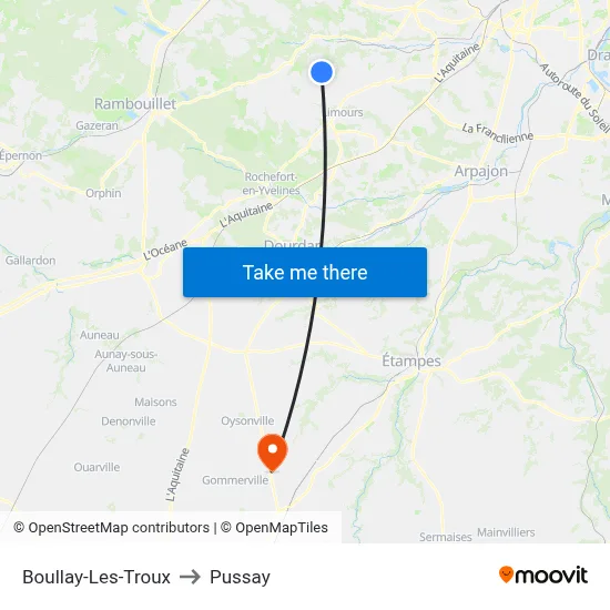 Boullay-Les-Troux to Pussay map
