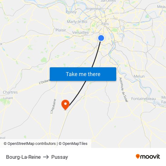 Bourg-La-Reine to Pussay map
