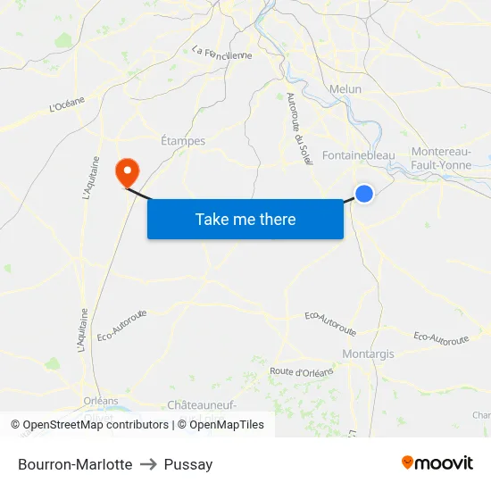 Bourron-Marlotte to Pussay map