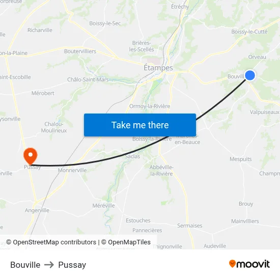 Bouville to Pussay map