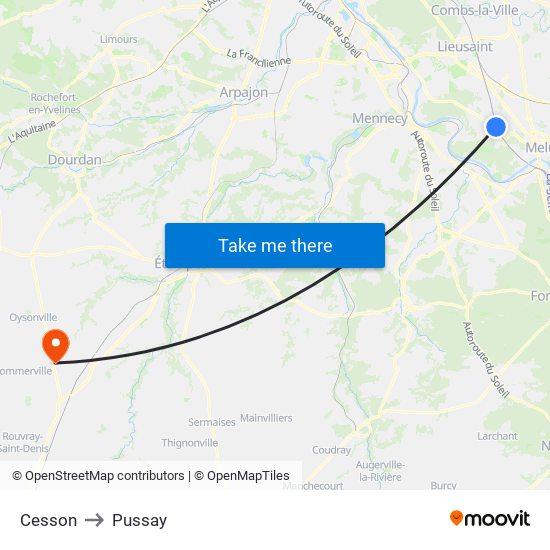 Cesson to Pussay map