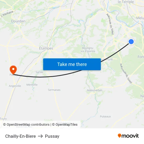 Chailly-En-Biere to Pussay map