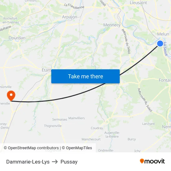 Dammarie-Les-Lys to Pussay map