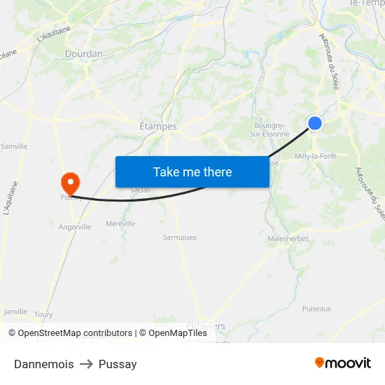 Dannemois to Pussay map