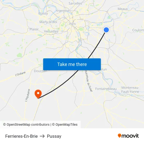Ferrieres-En-Brie to Pussay map